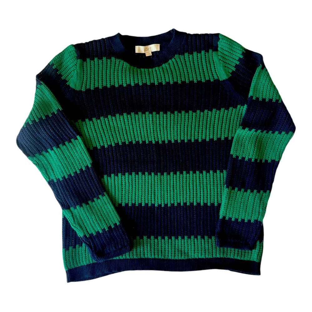 LOFT Sweater.  Striped Knit, open stitch.